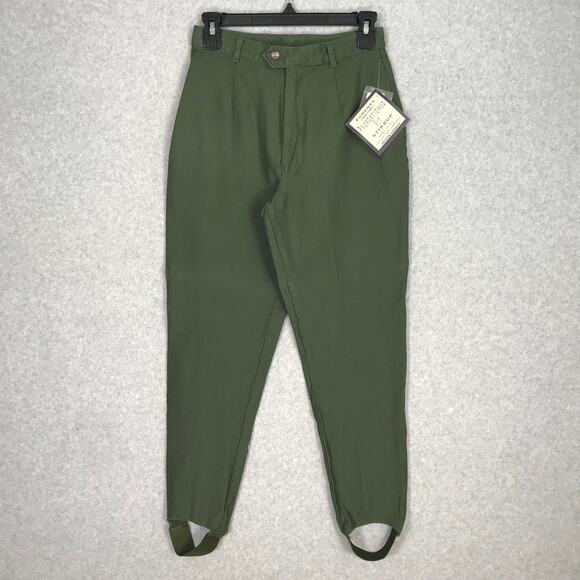 NEW Vintage Forenza Stirrup Pants Womens 8 Petite‎ Green Pleated Equestrian Mom - Picture 1 of 11